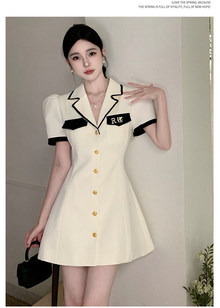 【dress】カラーマッチングスーツワンピース G21000