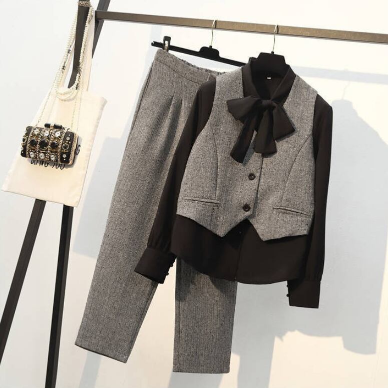 【set】ファッション!気質満点スーツベスト+シャツ+パンツオシャレ3点セット G2525