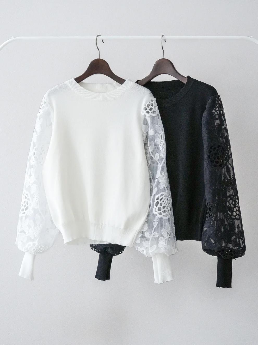 【tops】レース切り替えトップス　M29484