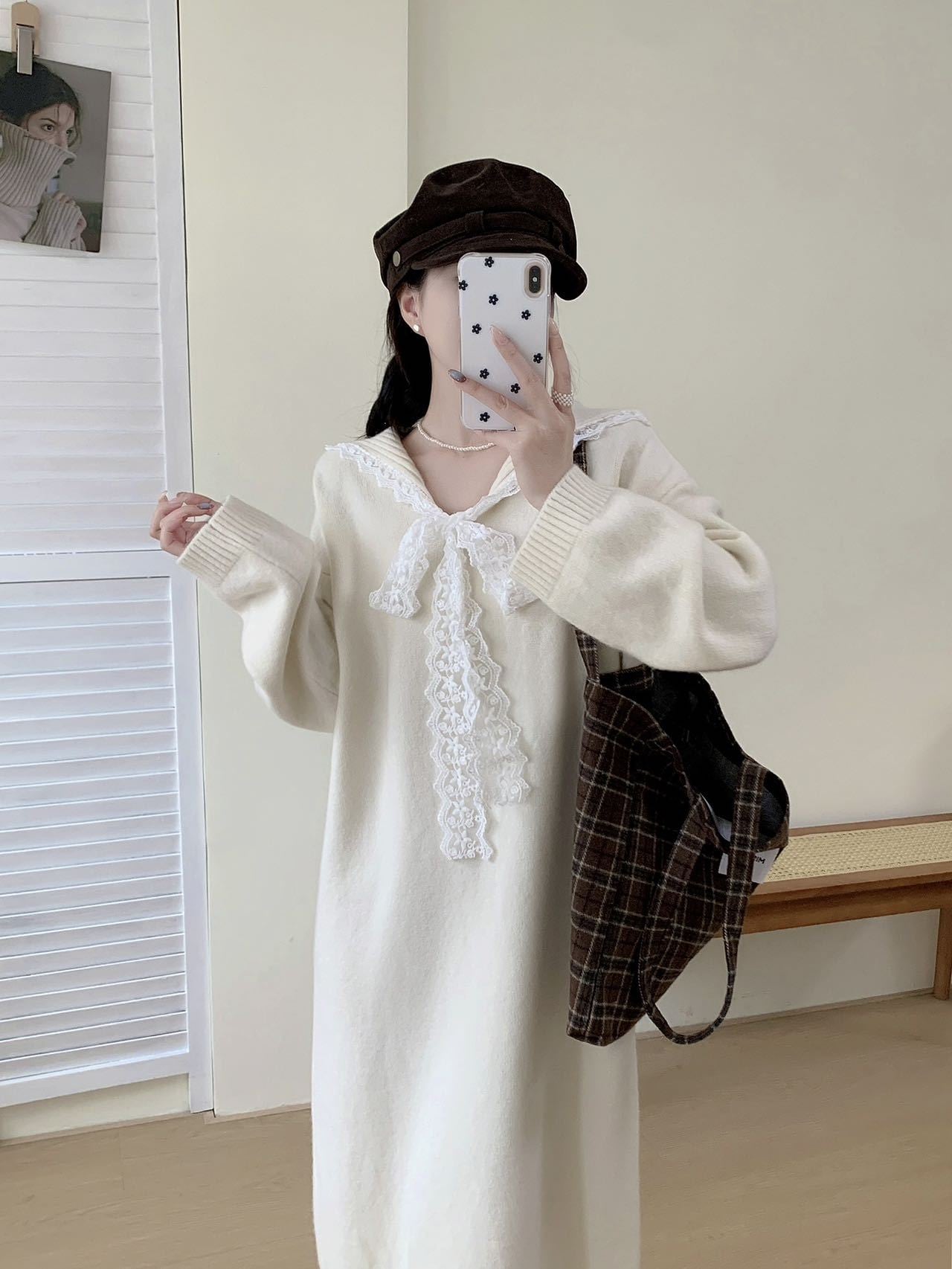 【dress】セーラーカラーニットワンピース Q7770
