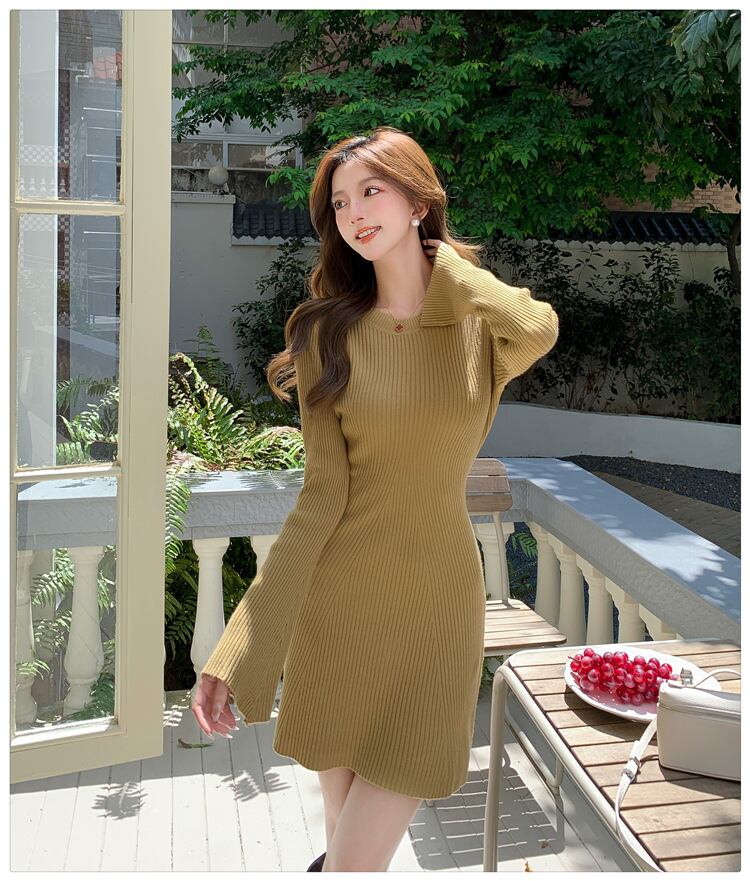 【dress】フレアスリーブニットワンピース　M28209