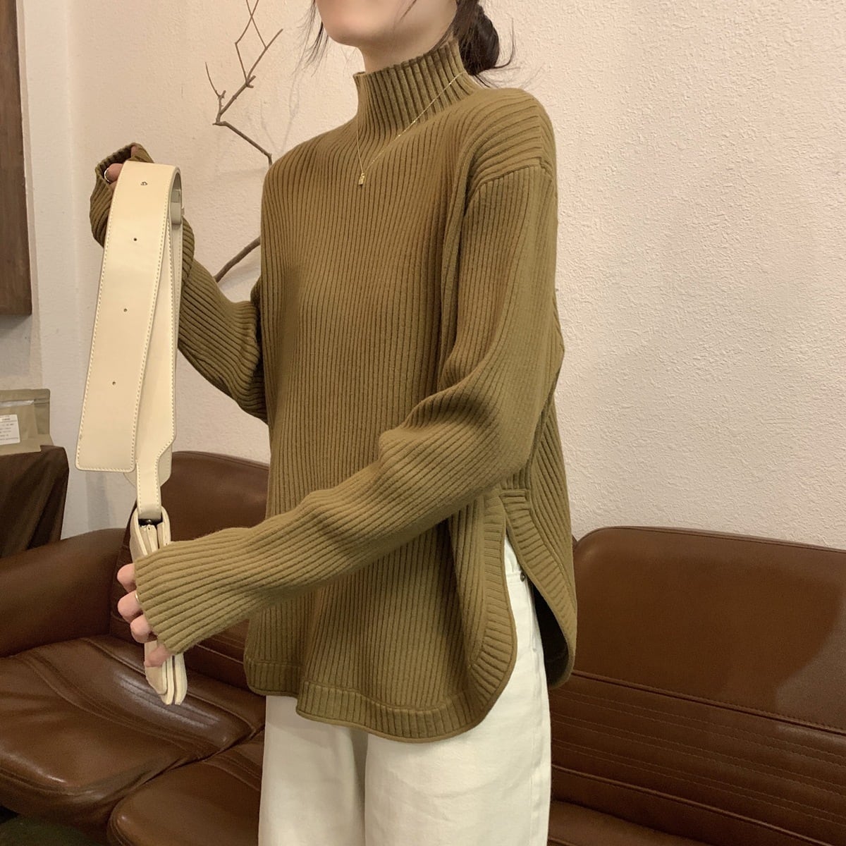 【tops】スリットニットセーター　M27982