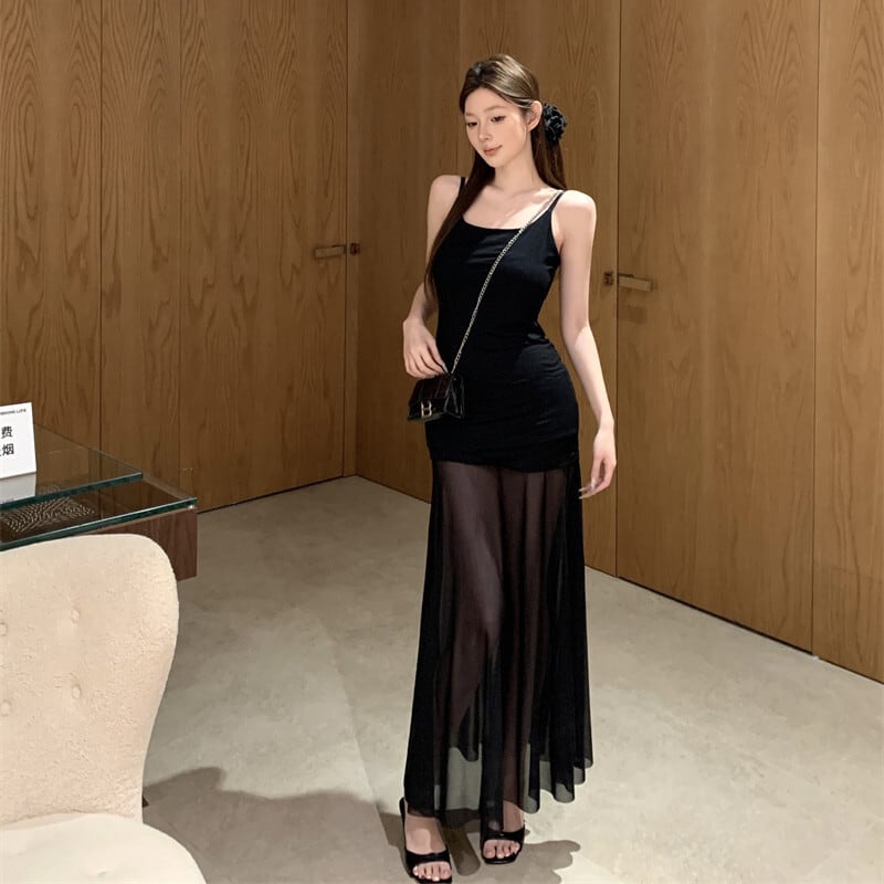【dress】チュールコンビキャミワンピース　M29737