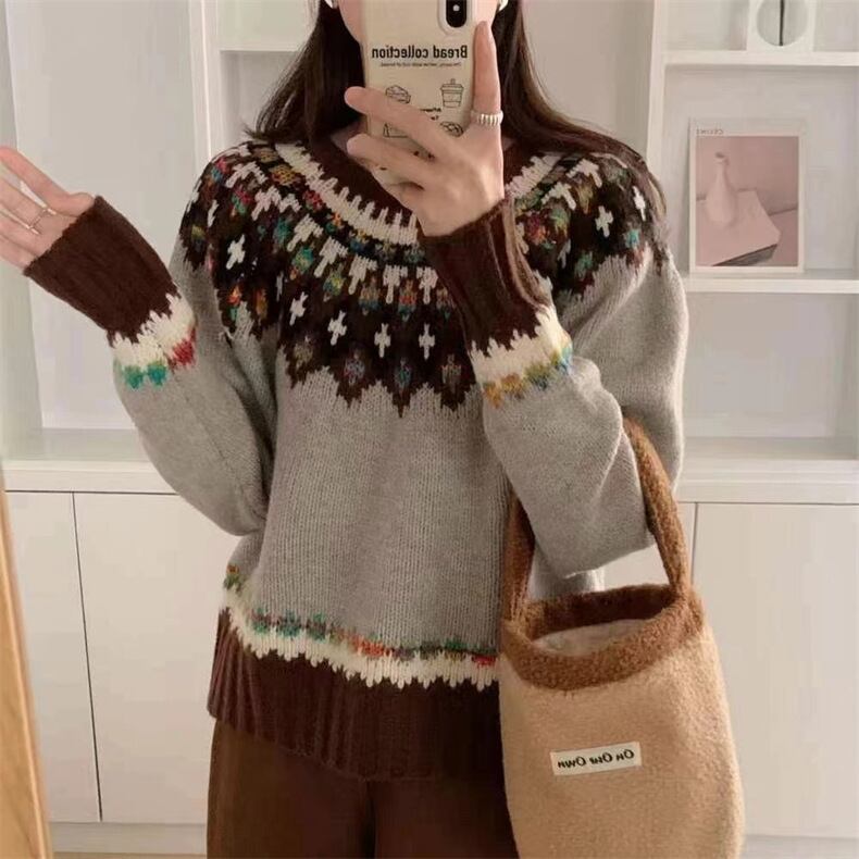 【tops】ジャカードニットセーター　M27138