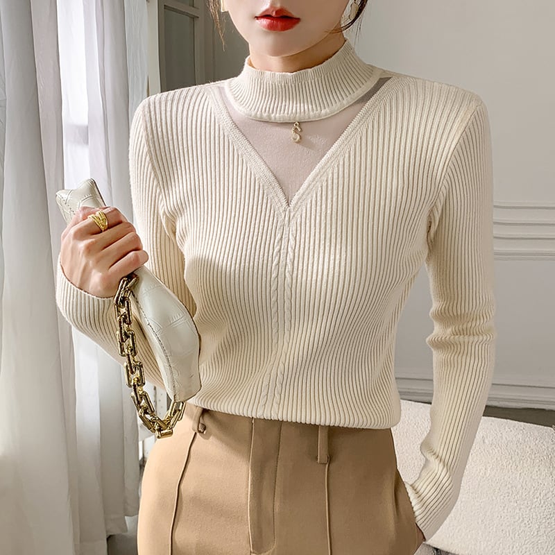 【tops】チュールドッキングニットトップス　M27180