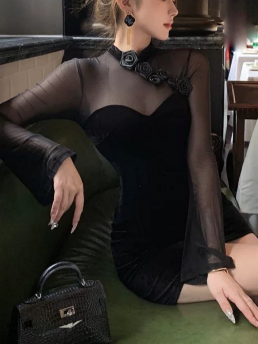 【dress】チュールドッキングワンピース　M27863