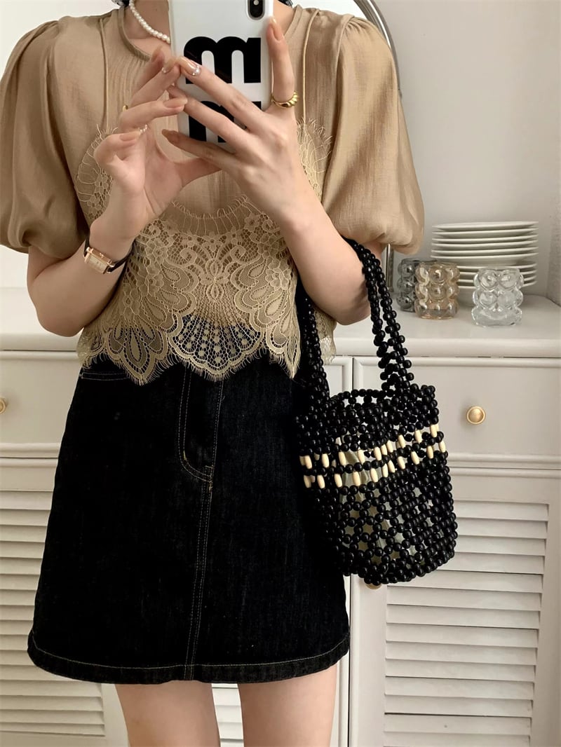 【tops】レース切り替えトップス　M24462