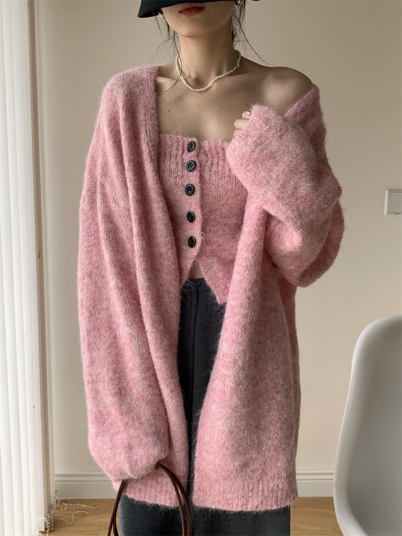 【set】ニットベアトップ×カーディガンセット　M26758