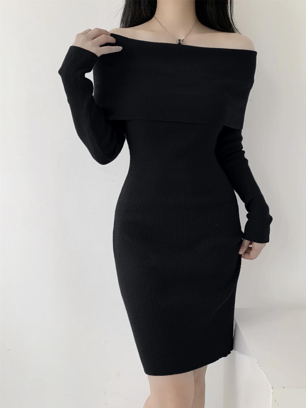 【dress】オフショルダーニットワンピース　M28033