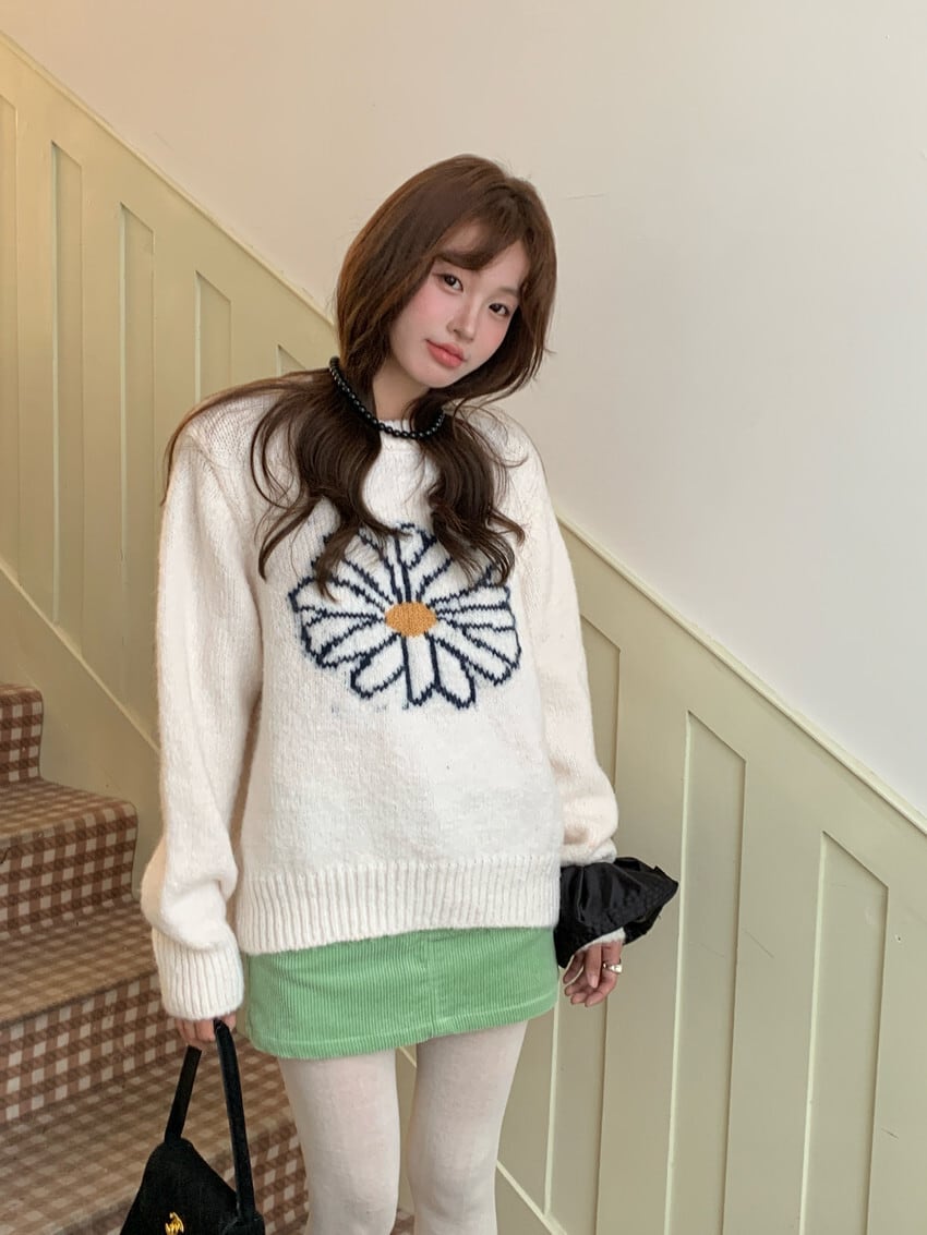 【tops】刺繍ニットセーター　M28269