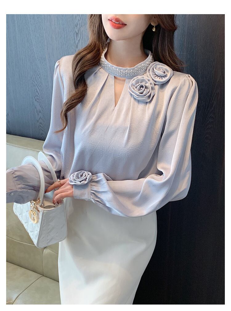 【tops】立体フラワーシャツトップス　M28972