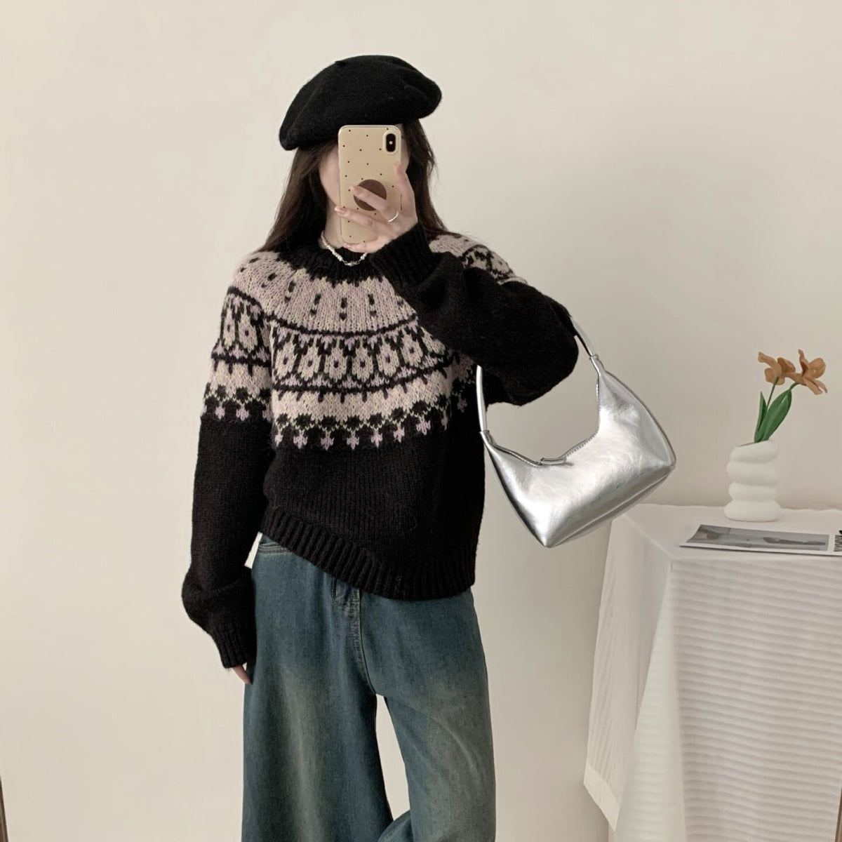 【tops】クルーネックニットセーター　M27133