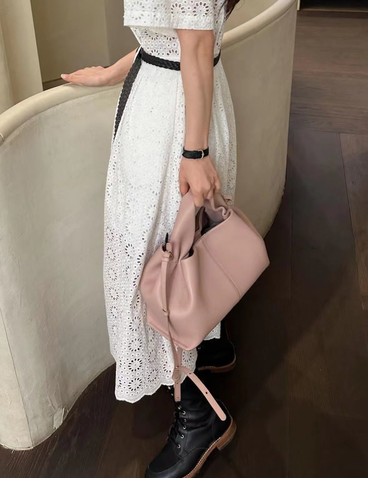 【set】カットワークワンピース×ショートパンツセット　M24749