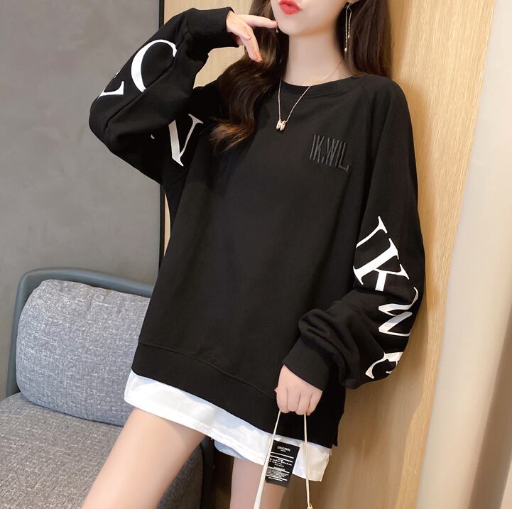 【tops】選べる5色！ラウンドネック長袖英字柄ファッションゆったり着回しパーカーF0673