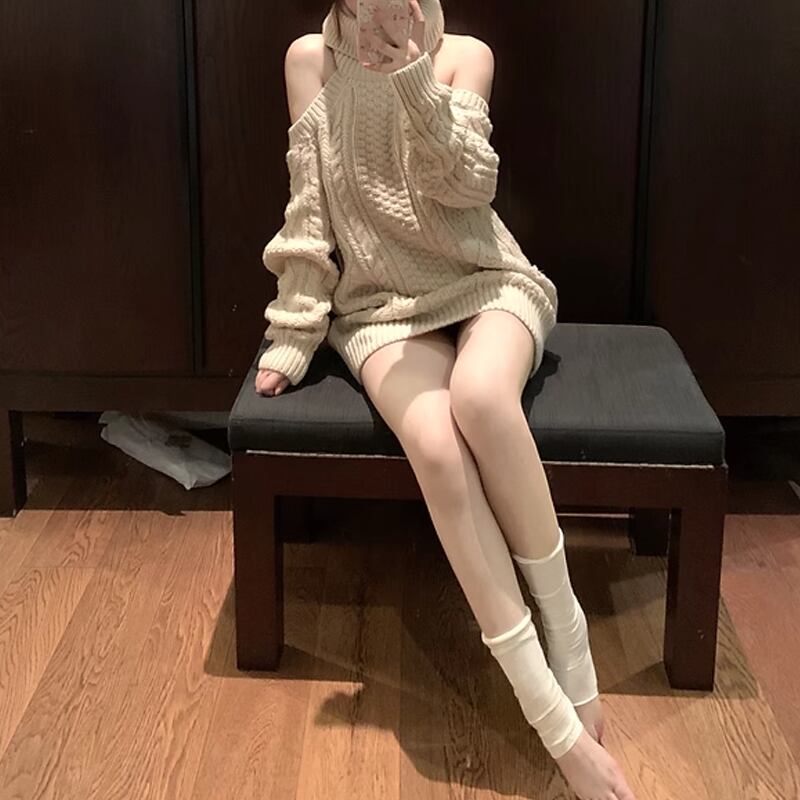 【dress】2wayハイネックホルターネックニットワンピース Q7558