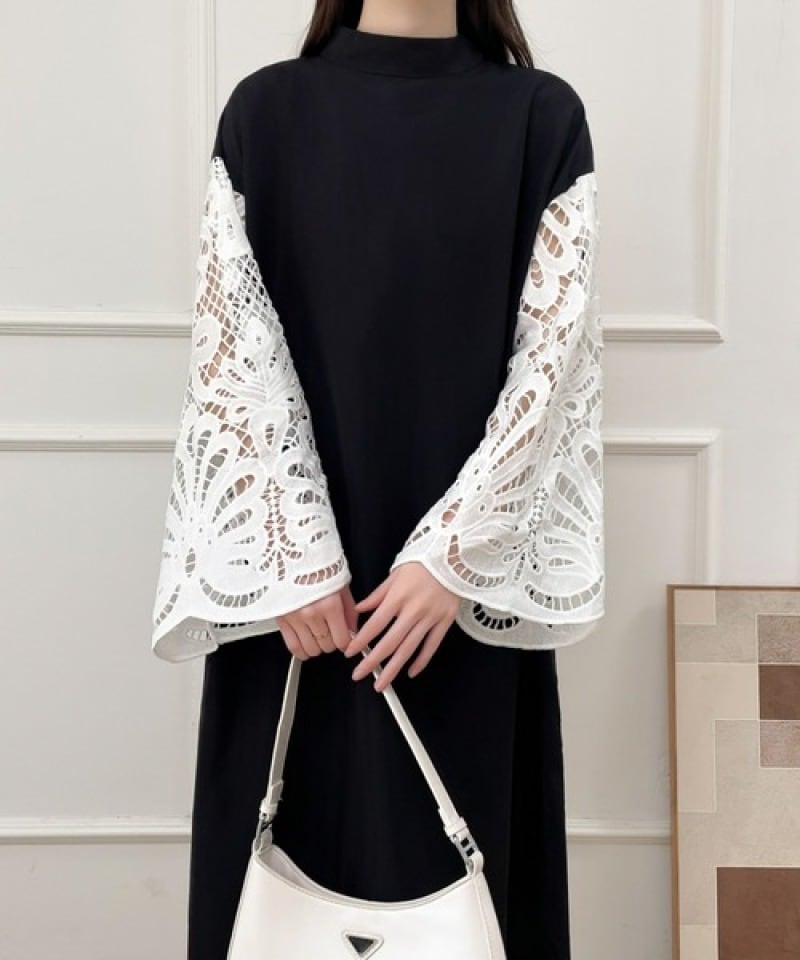 【dress】レース切り替えワンピース　M24076