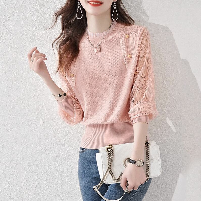 【tops】ドッキングカットワークニットトップス　M29497