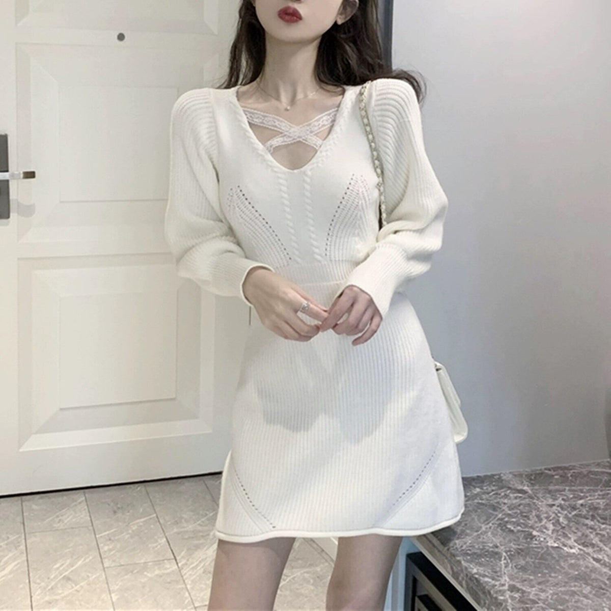 【dress】ニットミニワンピース 　N2265