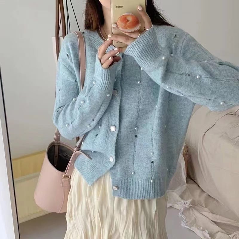 【outer】パールニットカーデ　M25675