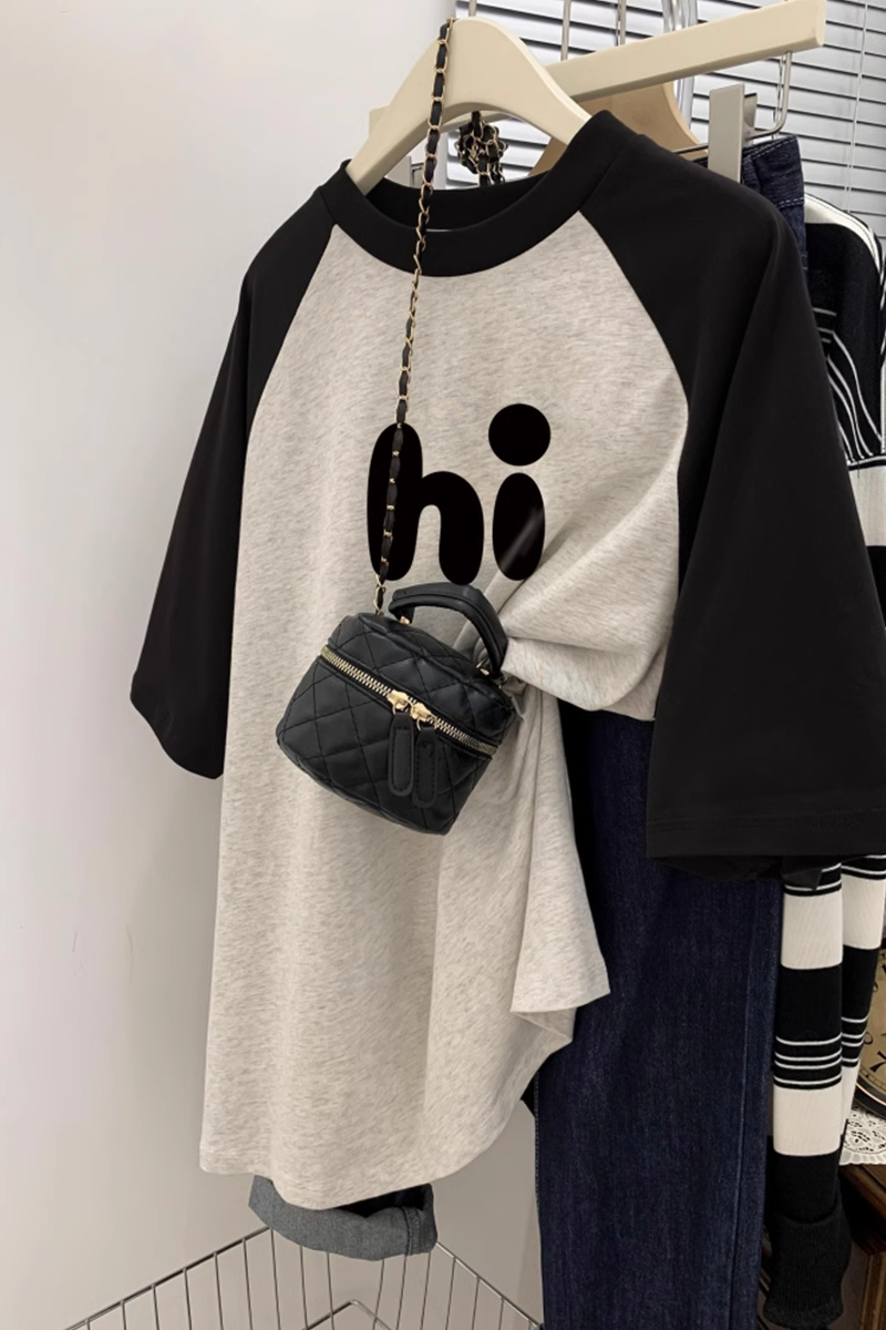 【tops】半袖英字柄TシャツF7548