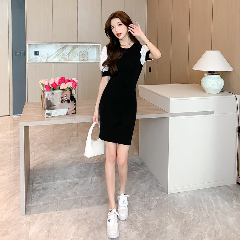 【dress】ラウンドネック切り替えワンピースF7284