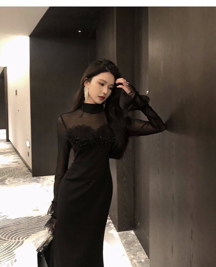 【dress】レースドッキングチュールワンピース　M28342
