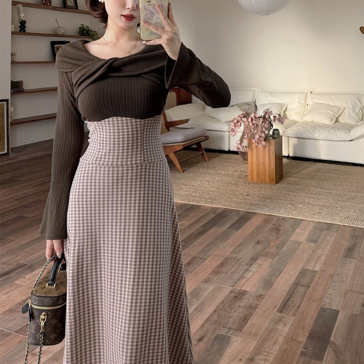 【dress】ツイストクロスドッキングワンピース 　N3398