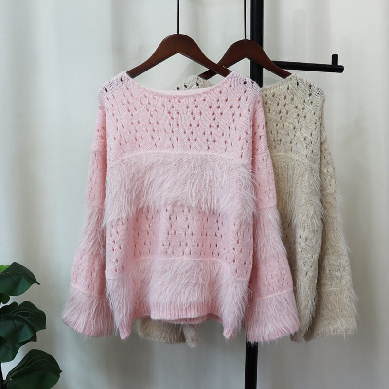 【tops】ファーニットセーター　M25376
