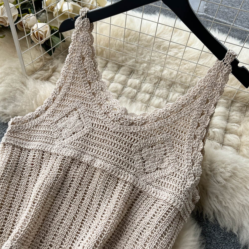 【set】キャミソール+スカート透かし彫り2点セットF7518