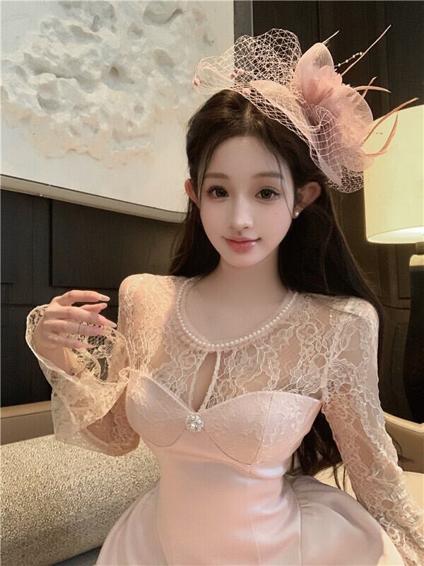 【dress】レース切り替えワンピース　M29629