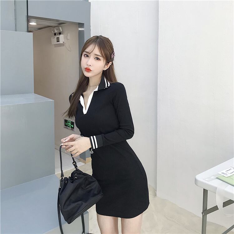 【dress】ファッション! 韓国系シンプル ギャル秋着痩せタイトワンピース G1925