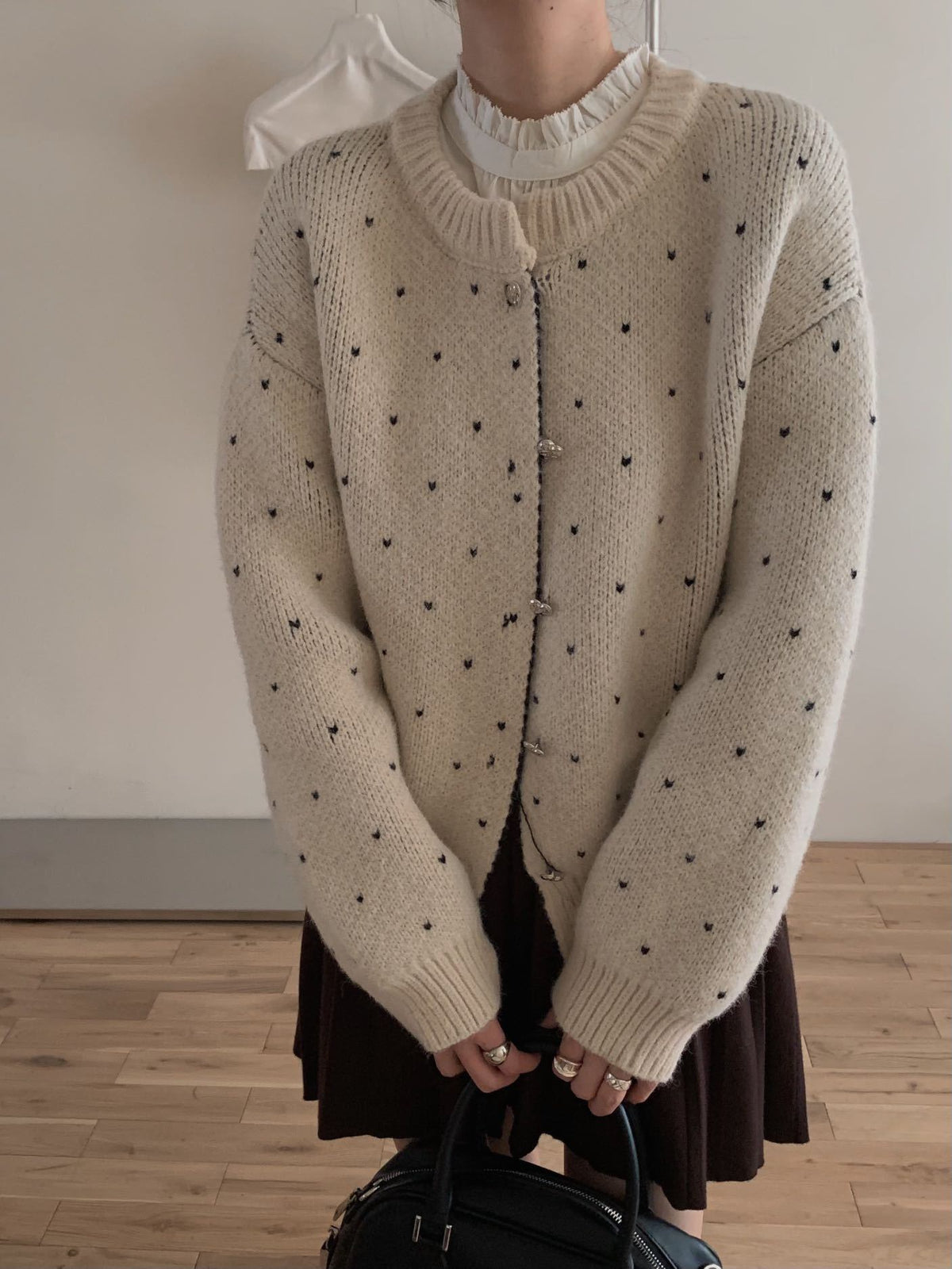 【outer】ハート柄ニットカーデ　M27245