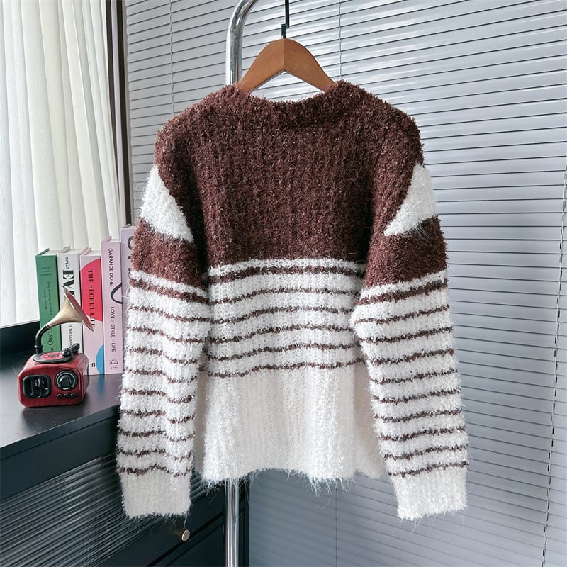 【outer】ボーダー柄ニットカーデ　M26069