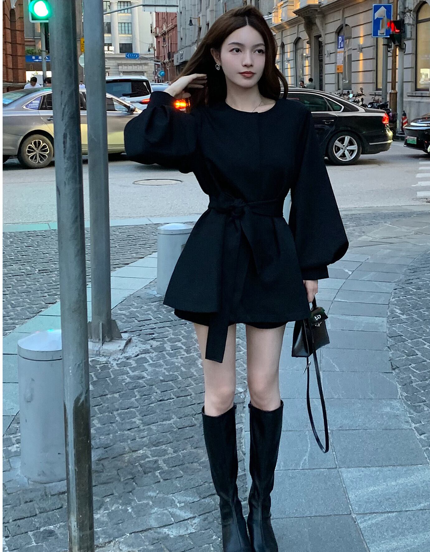 【dress】2WAYノーカラーミニワンピース　N3327