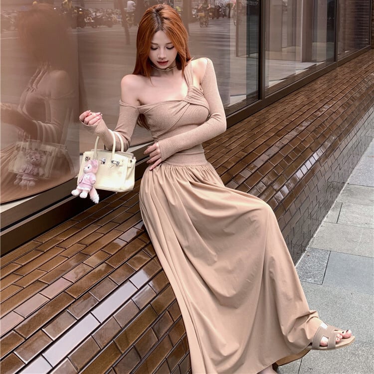 【dress】ニットドッキングワンピース　M28174