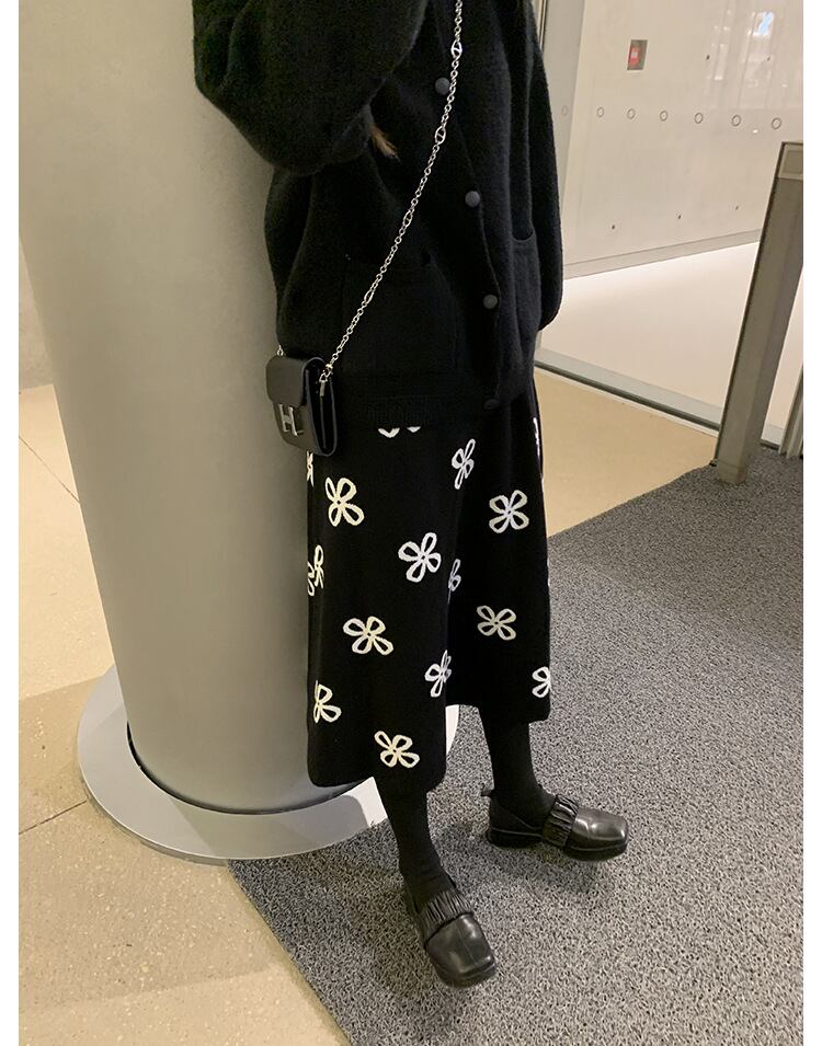 【bottoms】秋!柔らかくて優しいレトロAラインニットスカート G2635