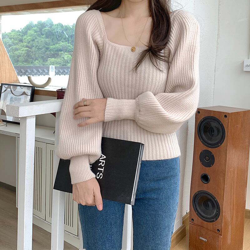 【tops】パフスリーブニットトップス　M18836