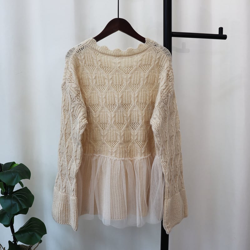 【tops】立体フラワーニットセーター　M25736