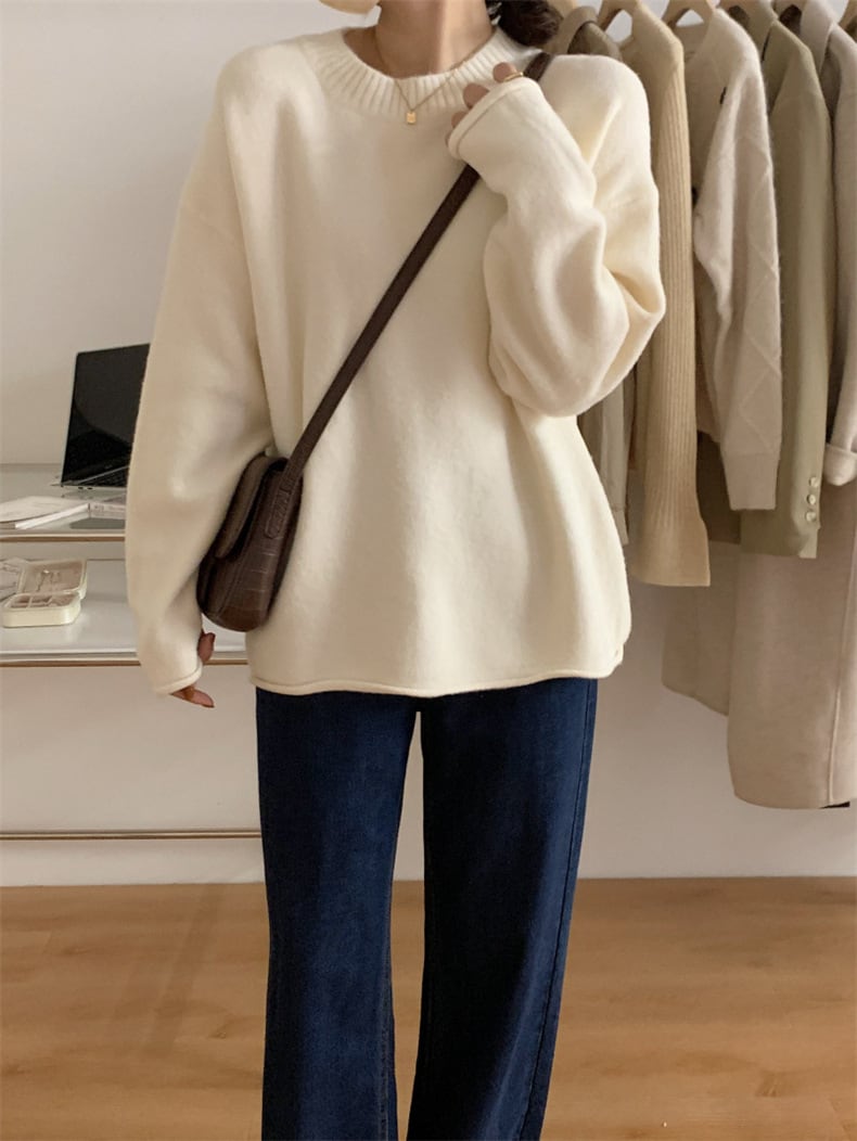【tops】クルーネックニットセーター　M25996