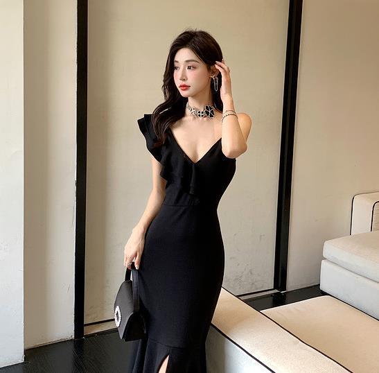 【dress】フリルマーメイドワンピースF7269