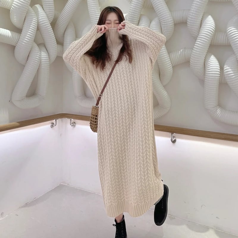 【dress】ハイネックニットワンピース　M25799