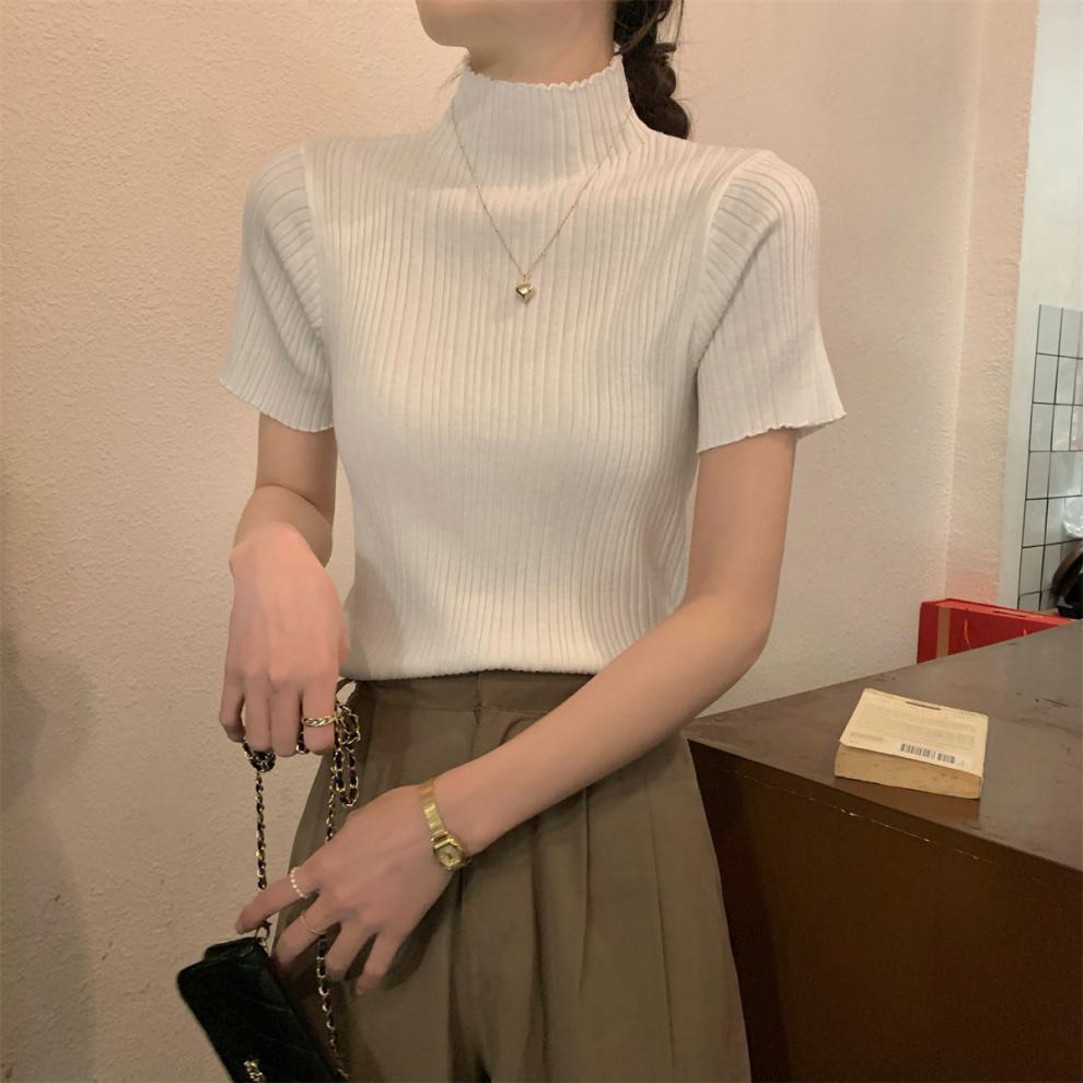 【tops】ハーフネックニットTシャツG21551