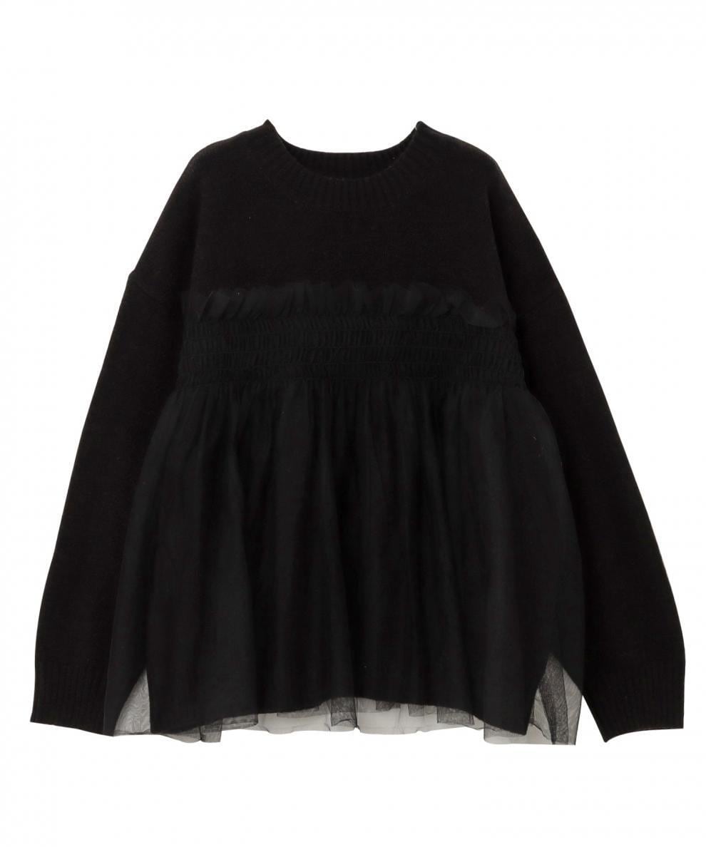【tops】チュールドッキングニットセーター　M25563