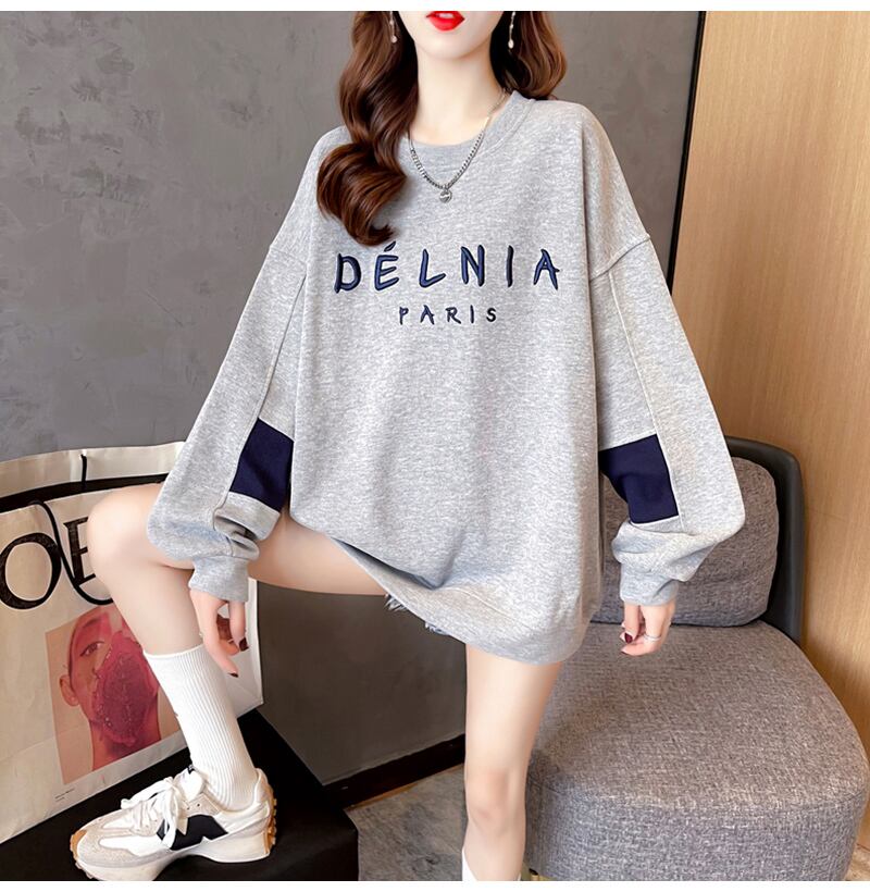 【tops】必ず目を引く秋新作〜3色ラウンドネック長袖ファッション配色英字柄着回しパーカーF0729