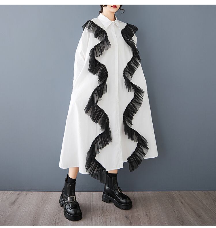 【dress】チュールコンビカジュアルワンピース　M28802