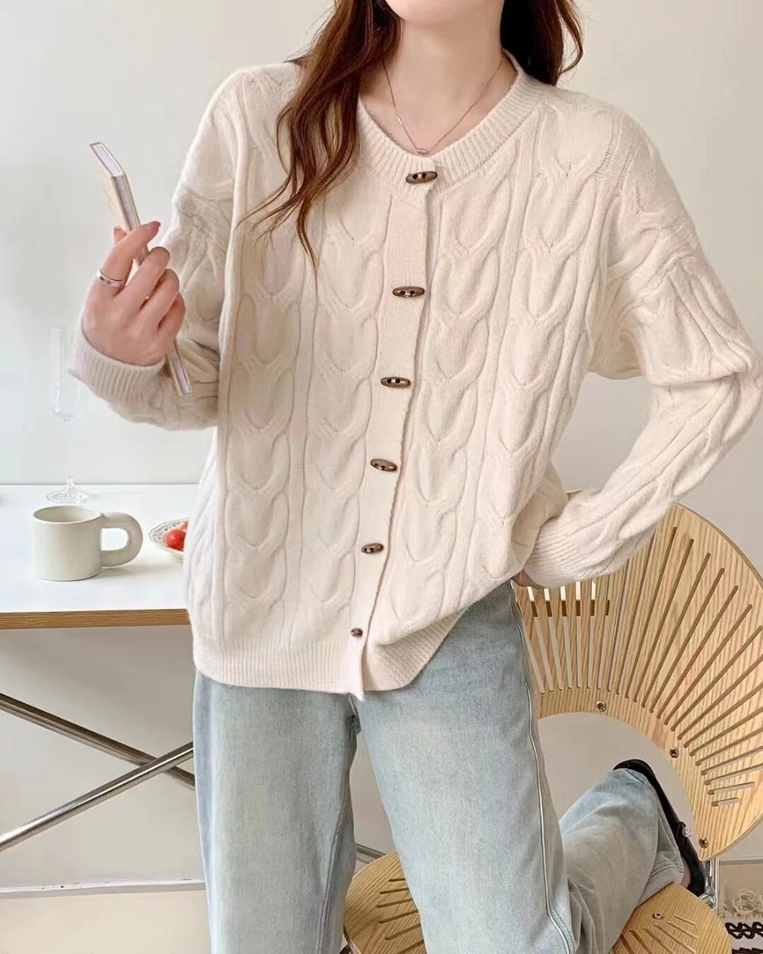 【outer】クルーネックニットカーデ　M18709