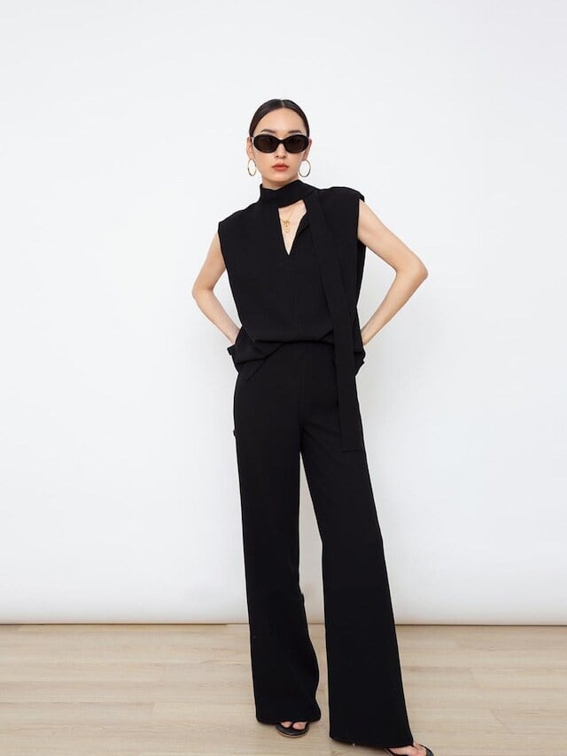 【set】ノースリーブタンクトップ+ガウチョパンツセットアップF7319