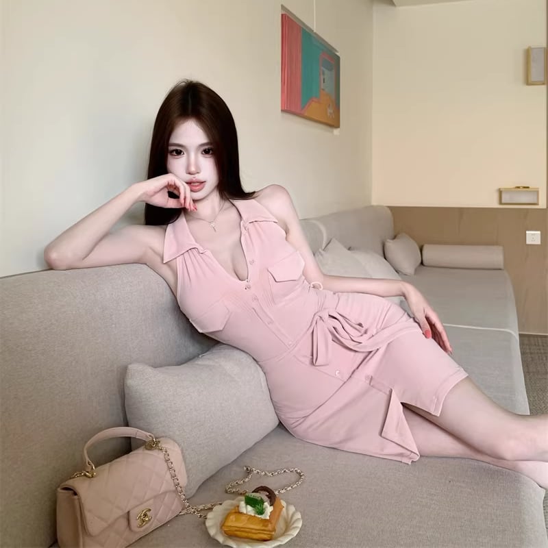 【dress】ノースリーブミニワンピース Q8348