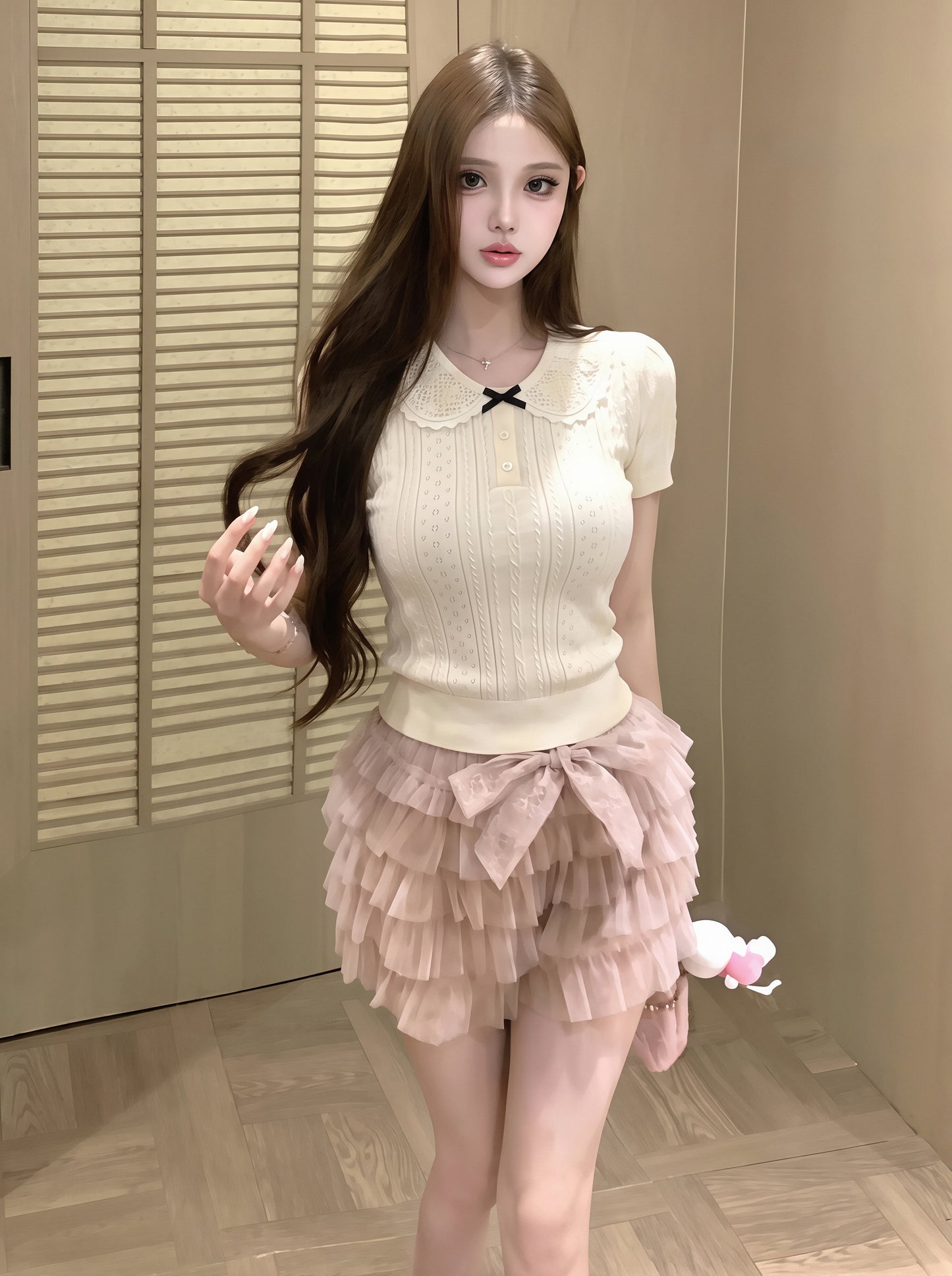 【tops】ピーターパンカラーニットトップス Q8836