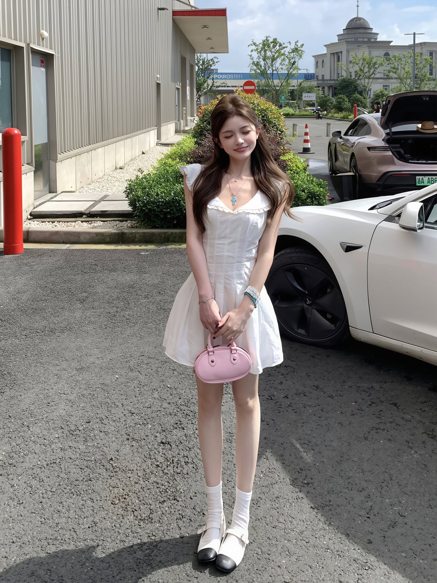【dress】ヘアリボン付きピーターパンカラーワンピース Q8855